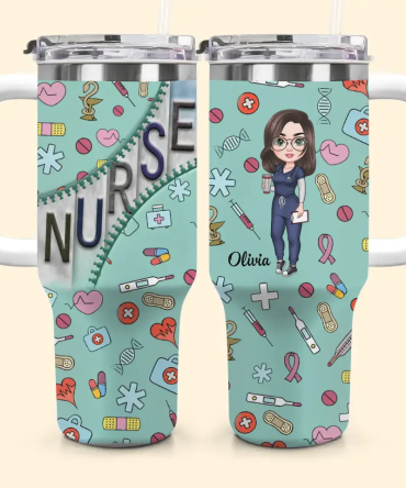 Nurse Life Custom Stanley Quencher 40Oz Stainless Steel Tumbler With Handle