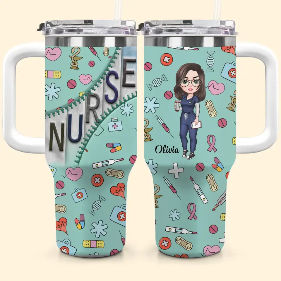Nurse Life Custom Stanley Quencher 40Oz Stainless Steel Tumbler With Handle