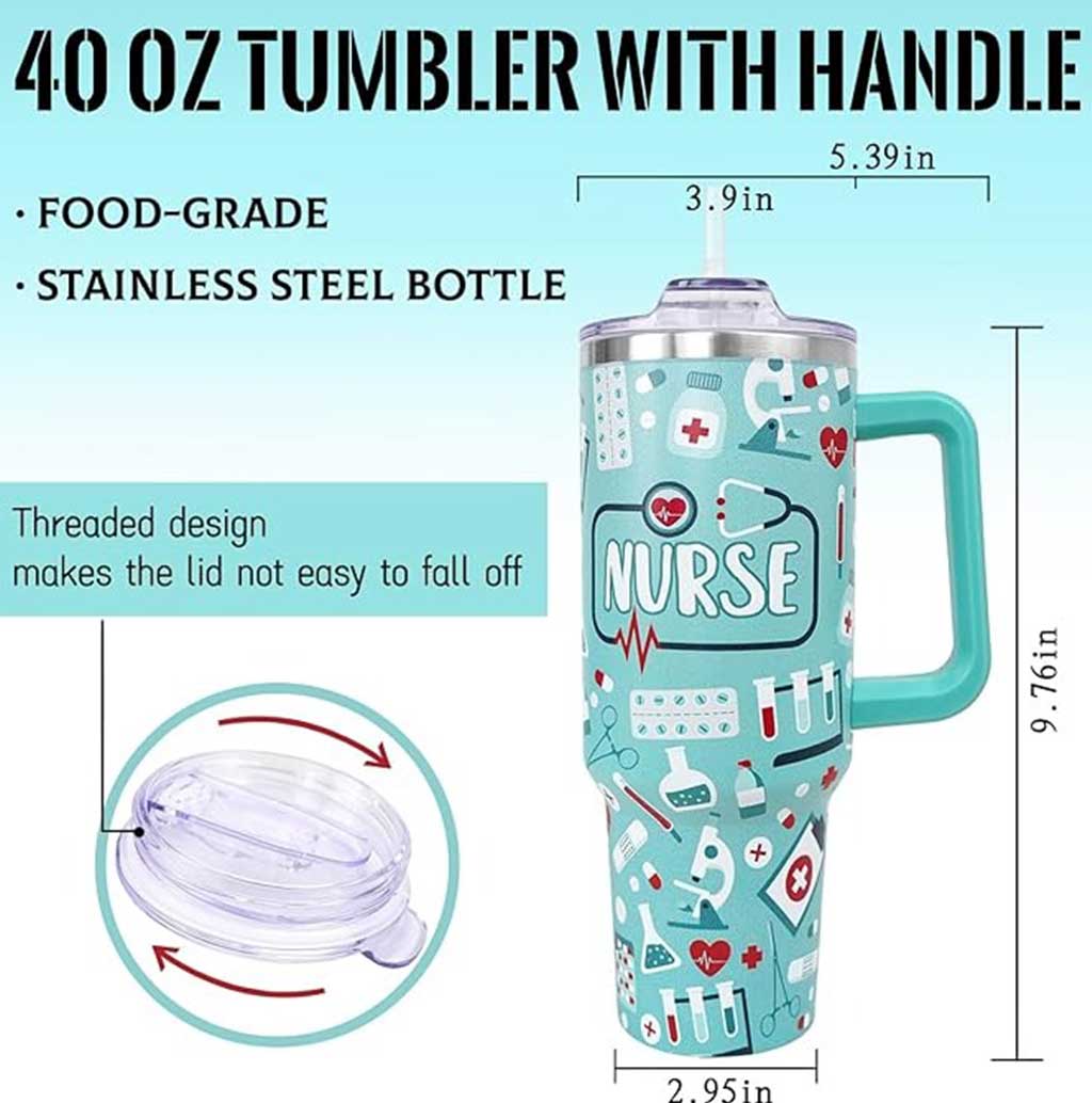 Nurse Life Custom Stanley Quencher 40Oz Stainless Steel Tumbler - Image 2