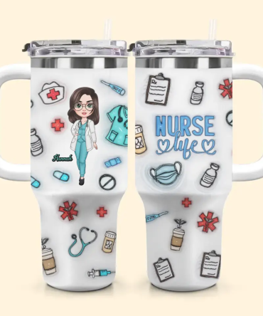 Nurse Life Saving Lives Custom Stanley Quencher 40Oz Stainless Steel Tumbler With Handle