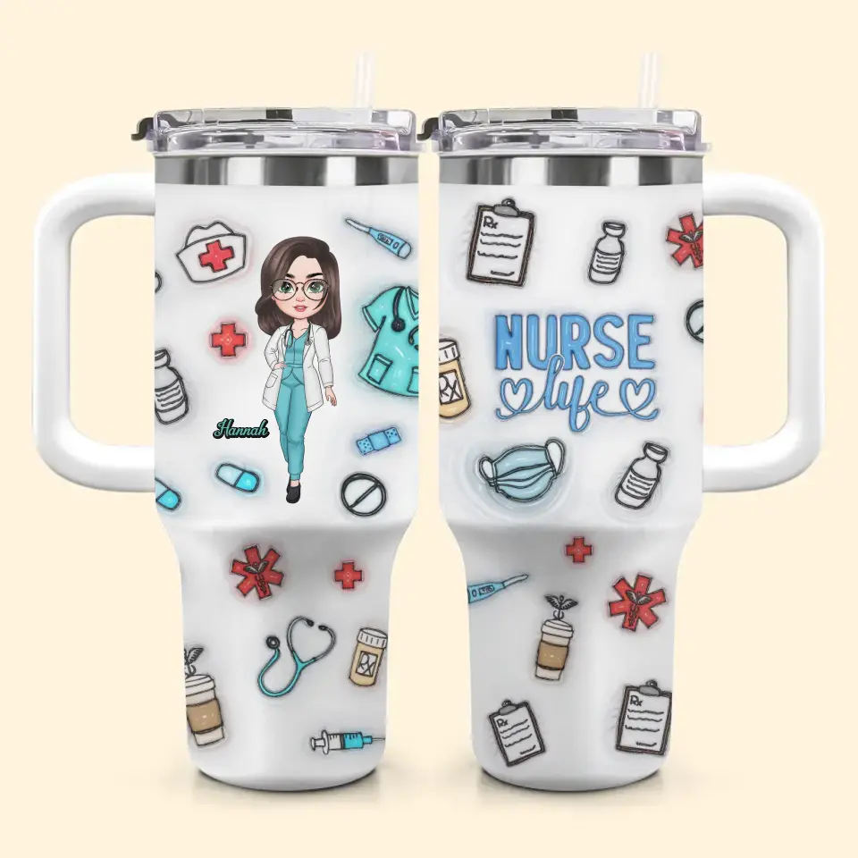 Nurse Life Saving Lives Custom Stanley Quencher 40Oz Stainless Steel Tumbler With Handle