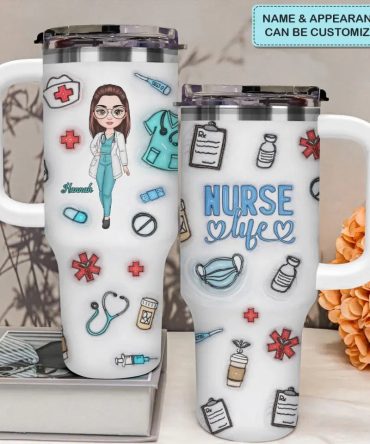 Nurse Life Saving Lives Custom Stanley Quencher 40Oz Stainless Steel Tumbler With Handle