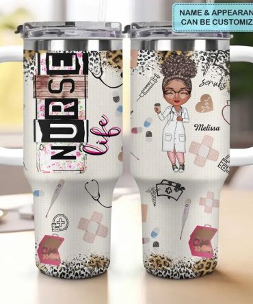 Nurse Life Scrub Custom Stanley Quencher 40Oz Stainless Steel Tumbler With Handle