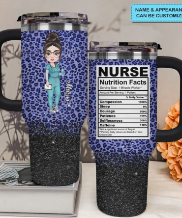 Nurse Nutrition Facts Custom Stanley Quencher 40Oz Stainless Steel Tumbler With Handle