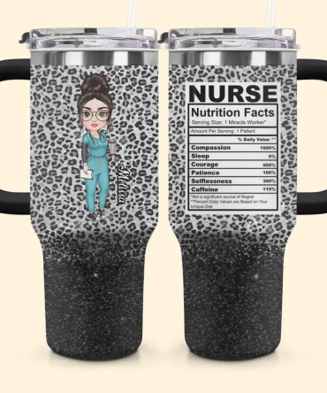 Nurse Nutrition Facts Custom Stanley Quencher 40Oz Stainless Steel Tumbler With Handle