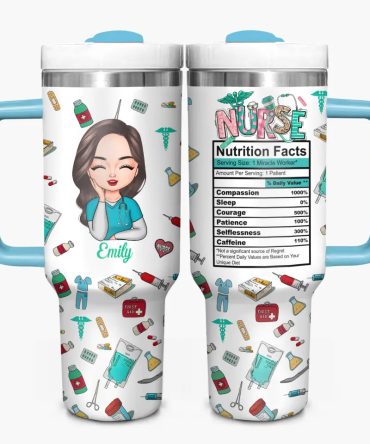 Nurse Nutrition Facts Custom Stanley Quencher 40Oz Stainless Steel Tumbler With Handle
