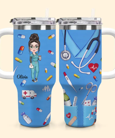 Nurse Scrubs Custom Stanley Quencher 40Oz Stainless Steel Tumbler With Handle