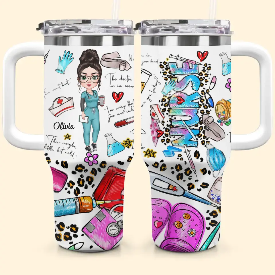 Nurse Scrubs Life Custom Stanley Quencher 40Oz Stainless Steel Tumbler With Handle