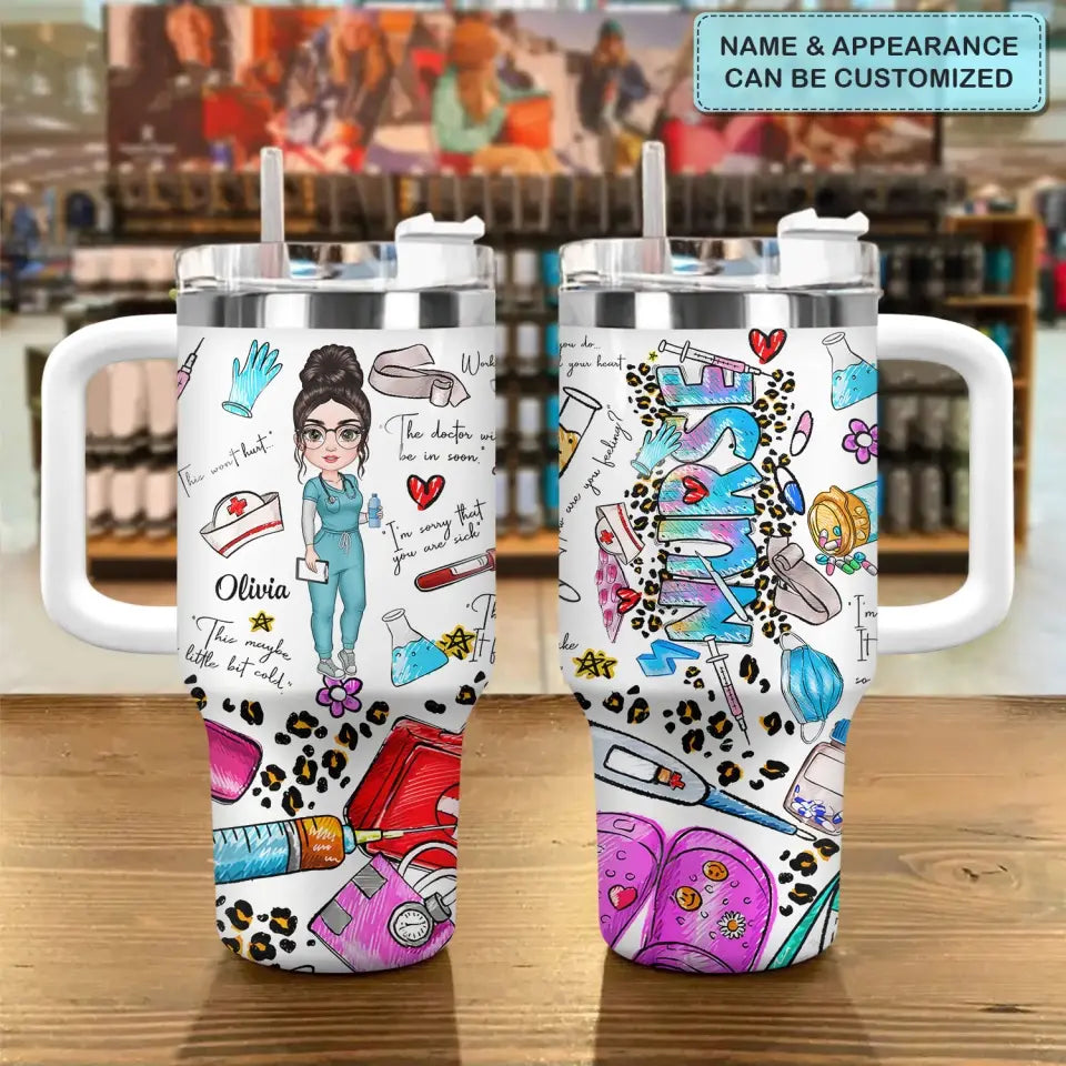 Nurse Scrubs Life Custom Stanley Quencher 40Oz Stainless Steel Tumbler With Handle - Image 2