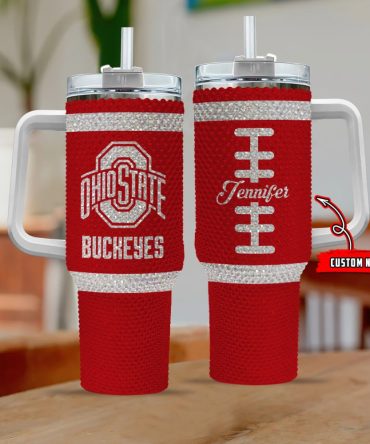 Ohio State Buckeyes Ncaa Custom Stanley Quencher 40Oz Stainless Steel Tumbler With Handle