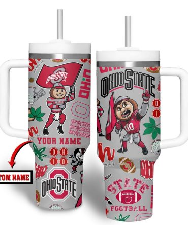 Ohio State Buckeyes Ncaa Custom Stanley Quencher 40Oz Stainless Steel Tumbler With Handle