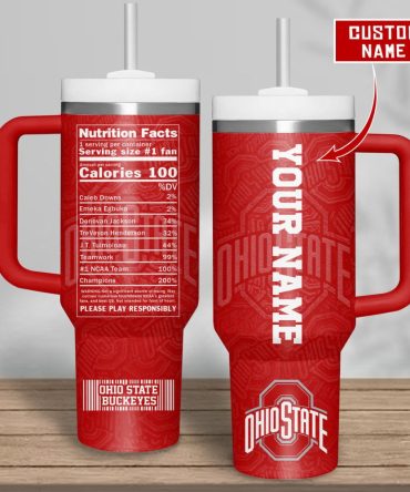 Ohio State Buckeyes Ncaa Custom Stanley Quencher 40Oz Stainless Steel Tumbler With Handle