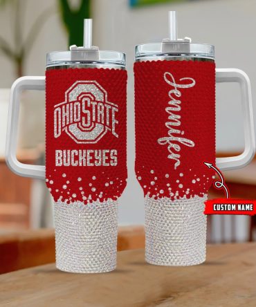 Ohio State Buckeyes Ncaa Custom Stanley Quencher 40Oz Stainless Steel Tumbler With Handle