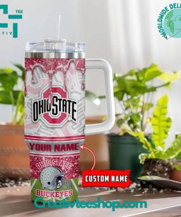 Ohio State Buckeyes Ncaa Custom Stanley Quencher 40Oz Stainless Steel Tumbler With Handle