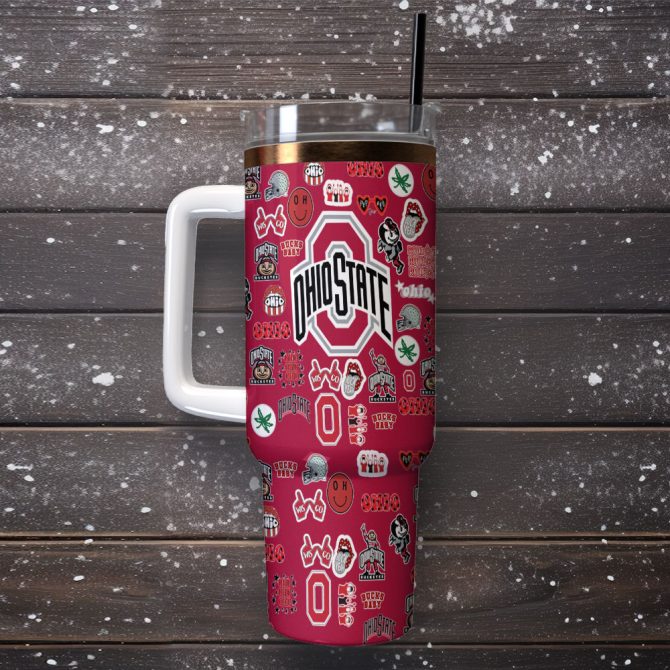 Ohio State Buckeyes Ncaa Sports Custom Stanley Quencher 40Oz Stainless Steel Tumbler With Handle - Image 2