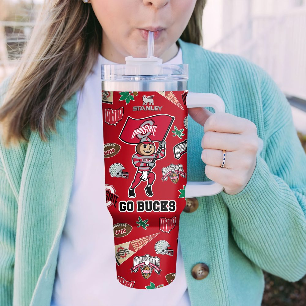Ohio State Buckeyes Ncaa Sports Custom Stanley Quencher 40Oz Stainless Steel Tumbler With Handle - Image 5