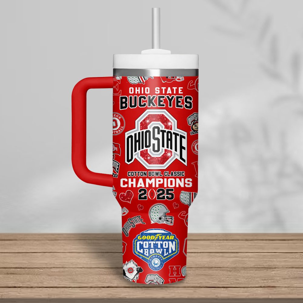 Ohio State Buckeyes Ncaa Sports Custom Stanley Quencher 40Oz Stainless Steel Tumbler With Handle - Image 2