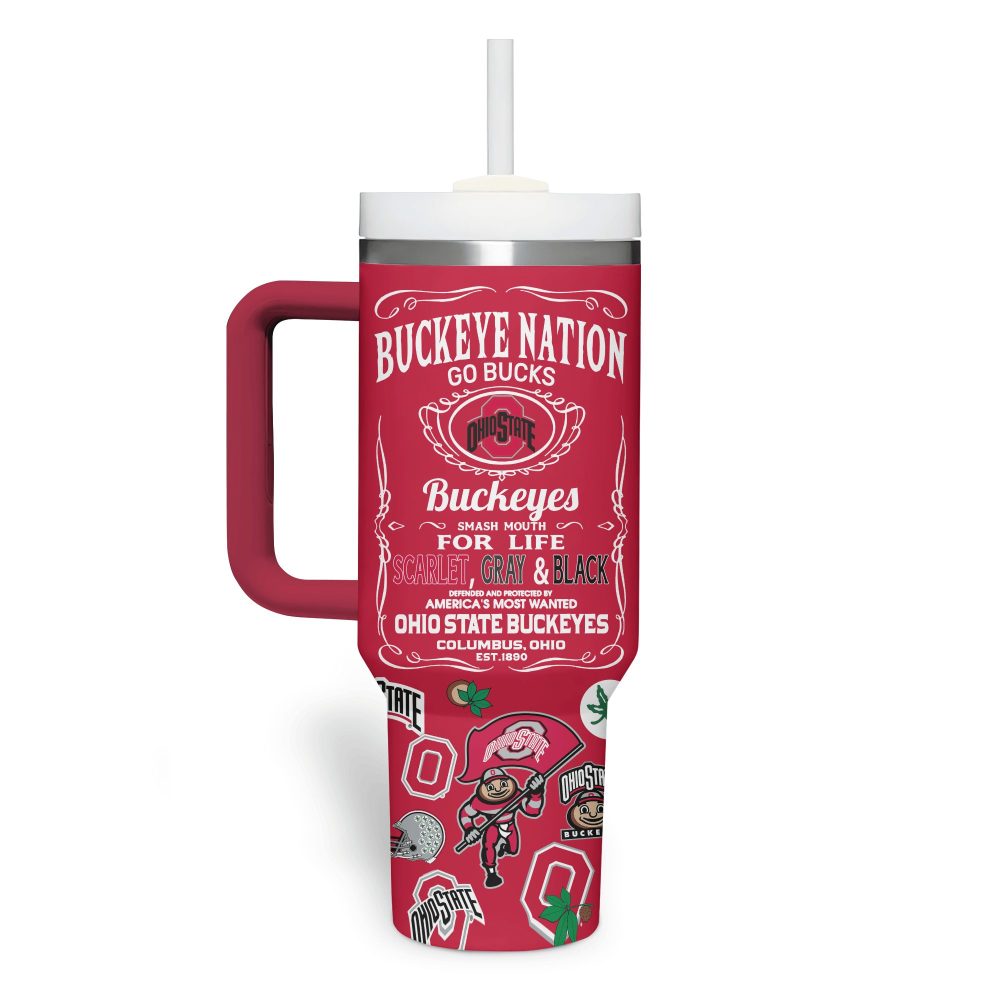 Ohio State Buckeyes Ncaa Sports Custom Stanley Quencher 40Oz Stainless Steel Tumbler With Handle - Image 2