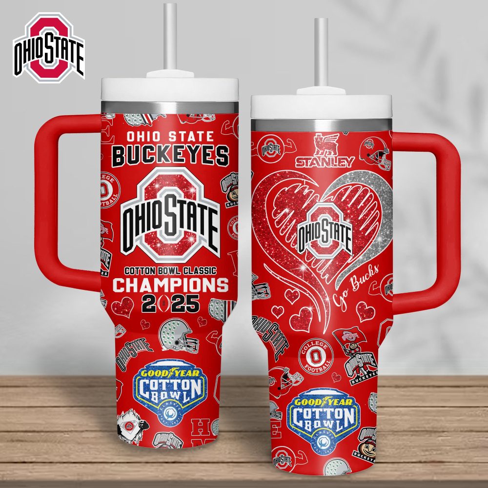 Ohio State Buckeyes Ncaa Sports Custom Stanley Quencher 40Oz Stainless Steel Tumbler With Handle