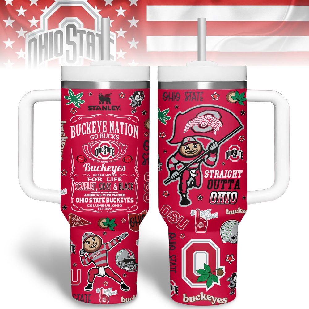 Ohio State Buckeyes Ncaa Sports Custom Stanley Quencher 40Oz Stainless Steel Tumbler With Handle