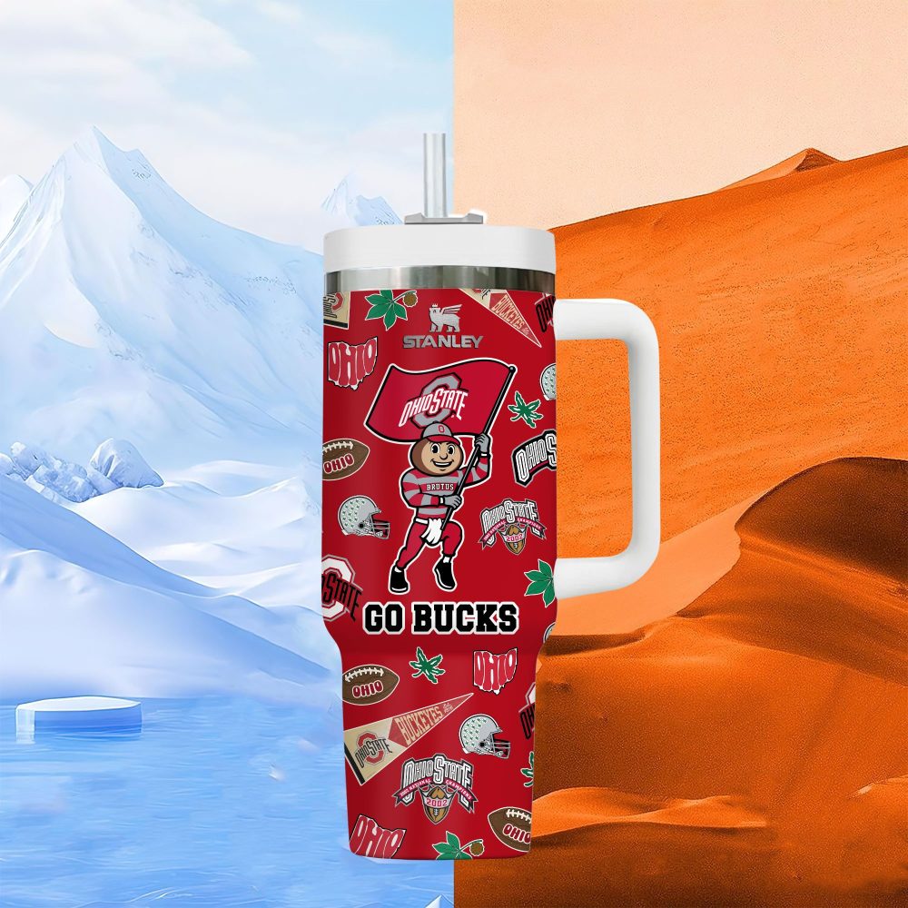 Ohio State Buckeyes Ncaa Sports Custom Stanley Quencher 40Oz Stainless Steel Tumbler With Handle - Image 2