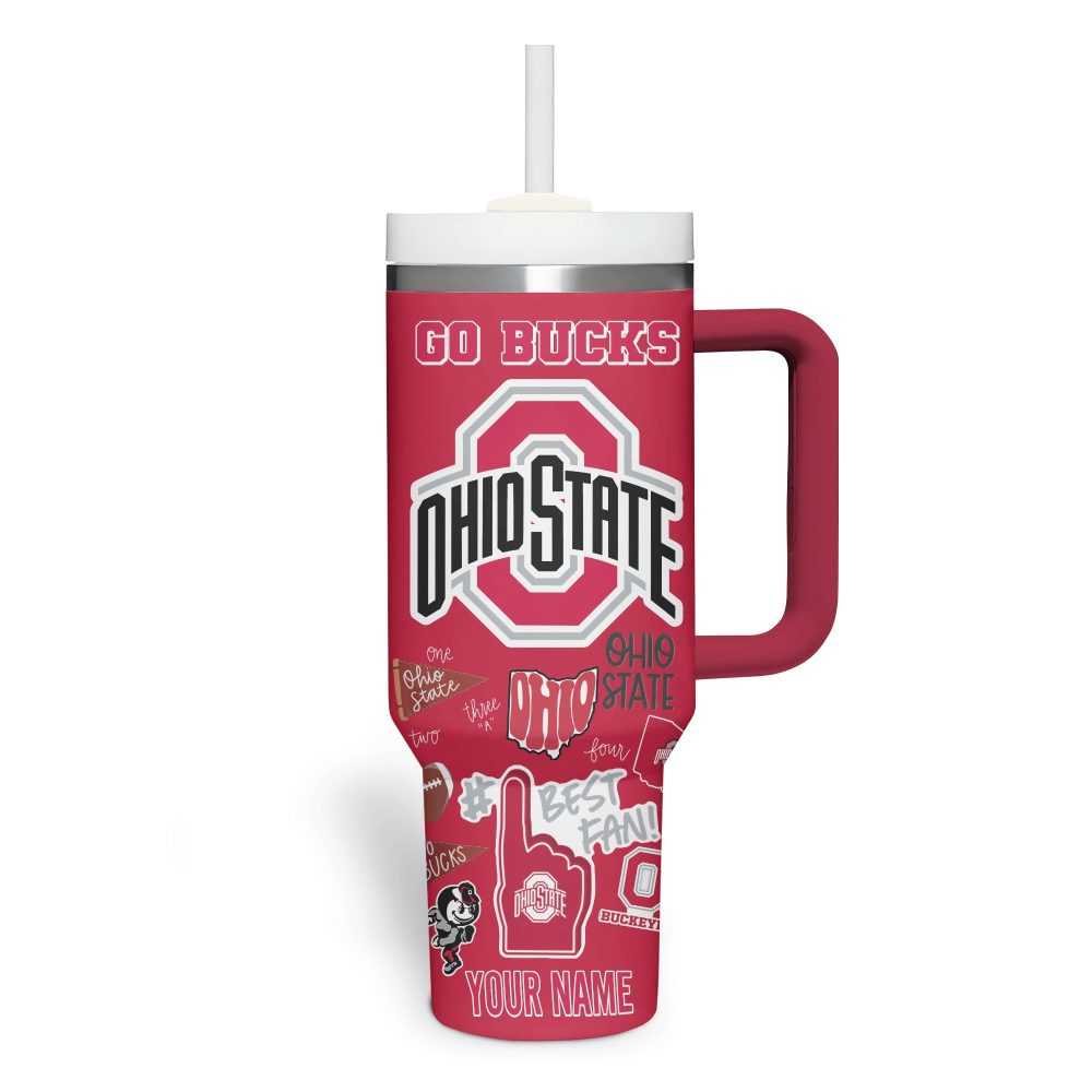 Ohio State Buckeyes Ncaa Sports Custom Stanley Quencher 40Oz Stainless Steel Tumbler With Handle - Image 3