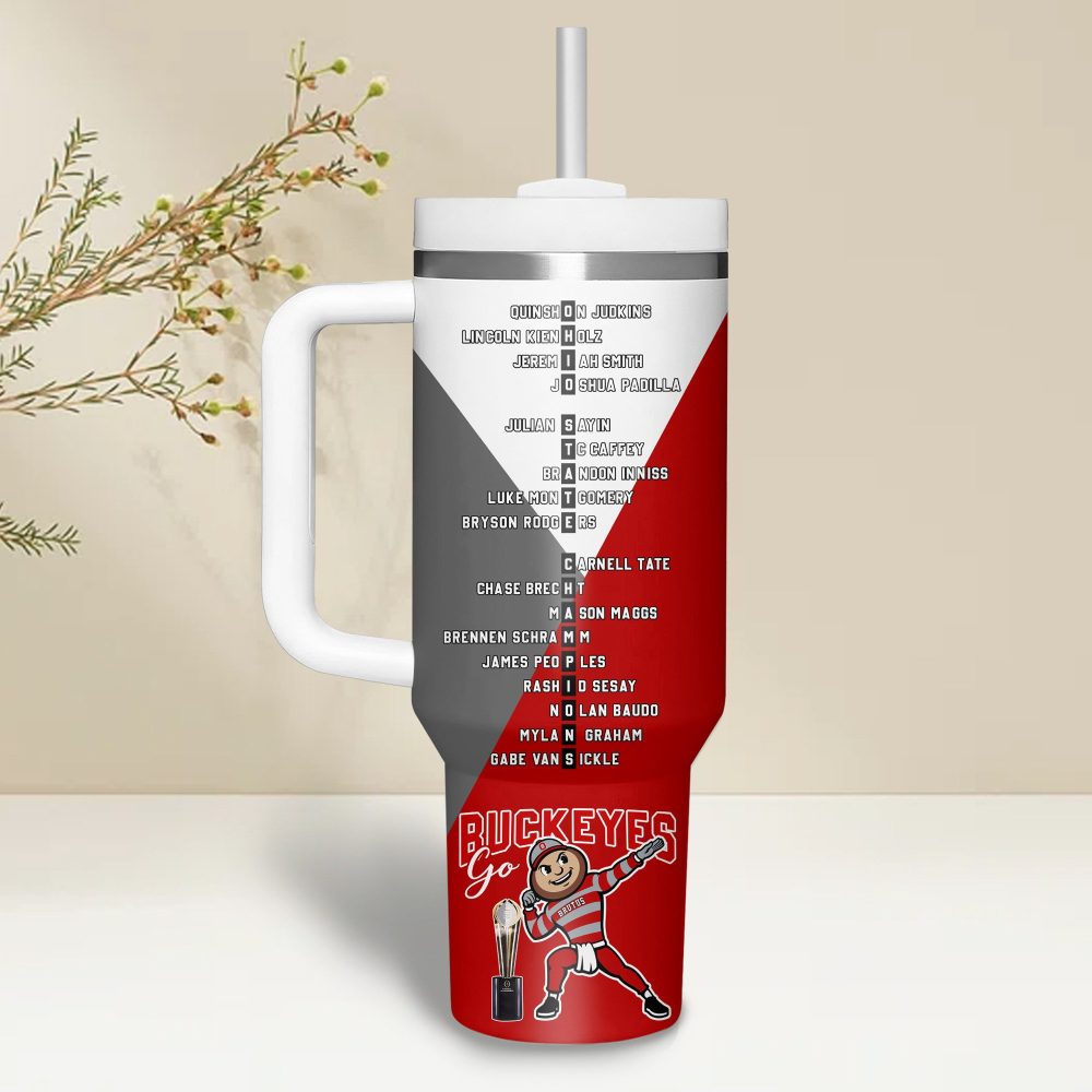 Ohio State Buckeyes Ncaa Sports Custom Stanley Quencher 40Oz Stainless Steel Tumbler With Handle - Image 3