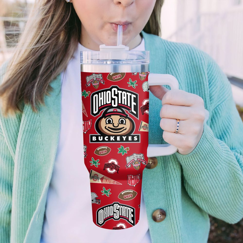 Ohio State Buckeyes Ncaa Sports Custom Stanley Quencher 40Oz Stainless Steel Tumbler With Handle - Image 6