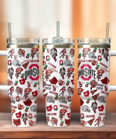 Ohio State Buckeyes Ncaa Sports Custom Stanley Quencher 40Oz Stainless Steel Tumbler With Handle