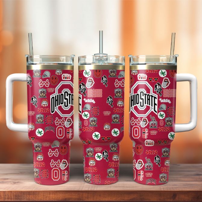 Ohio State Buckeyes Ncaa Sports Custom Stanley Quencher 40Oz Stainless Steel Tumbler With Handle