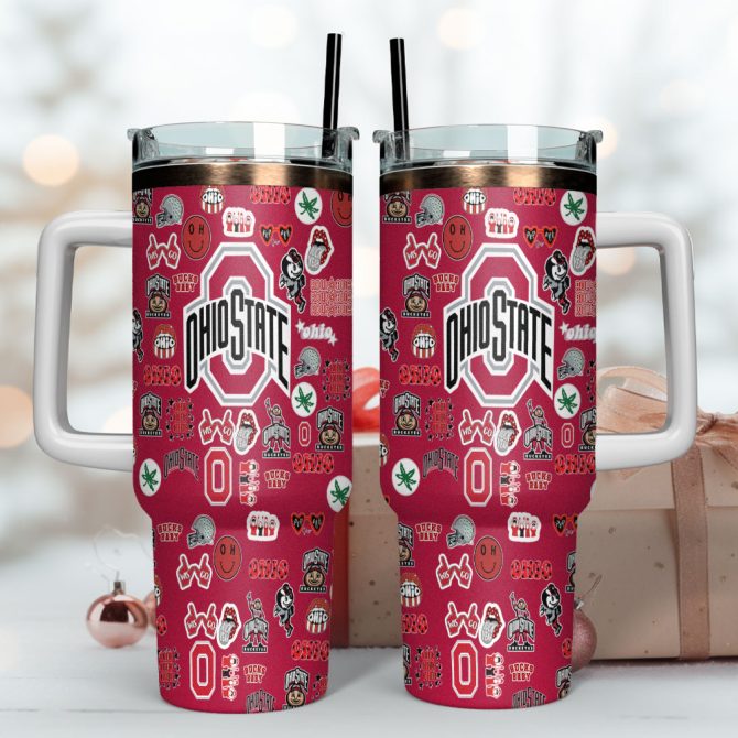 Ohio State Buckeyes Ncaa Sports Custom Stanley Quencher 40Oz Stainless Steel Tumbler With Handle - Image 4
