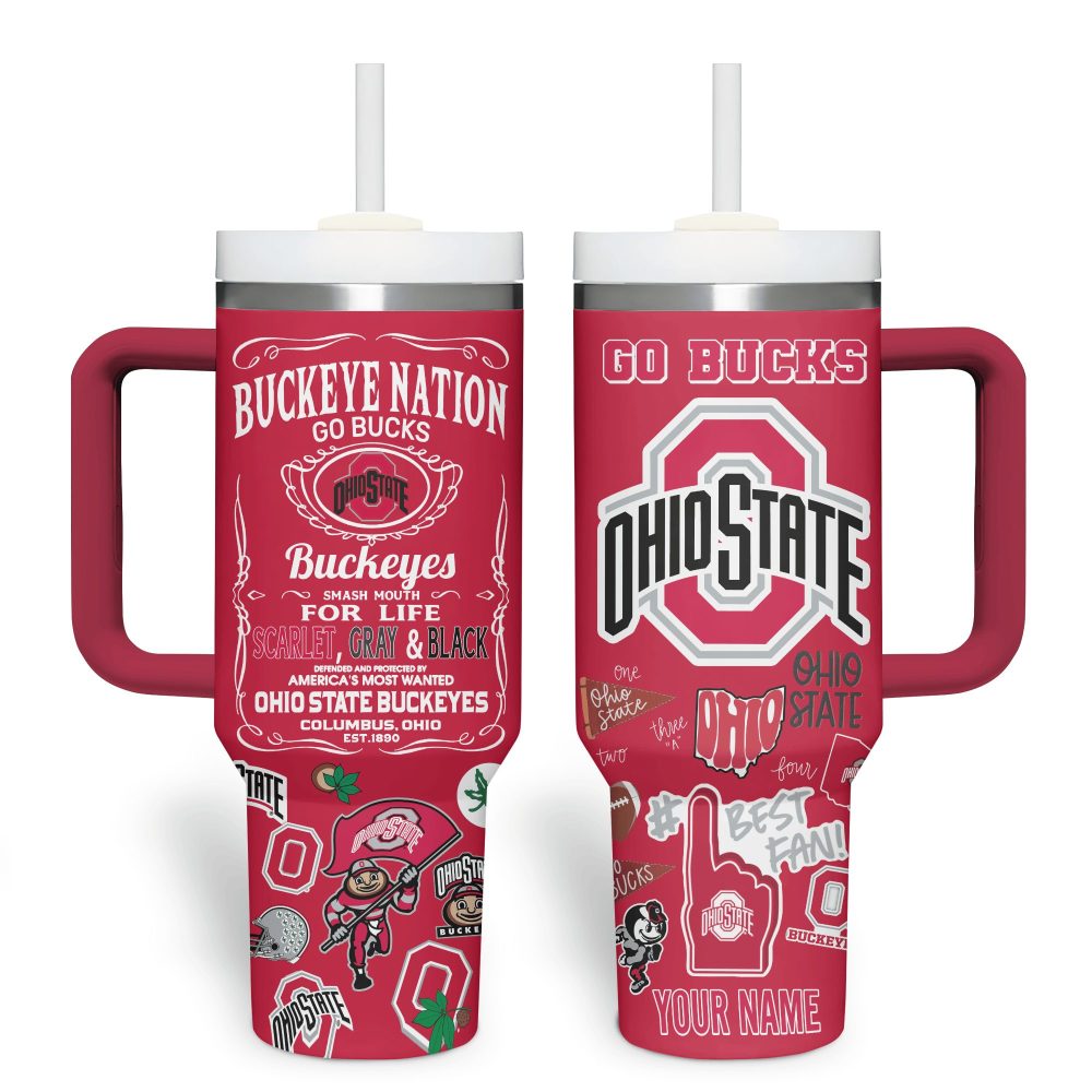 Ohio State Buckeyes Ncaa Sports Custom Stanley Quencher 40Oz Stainless Steel Tumbler With Handle