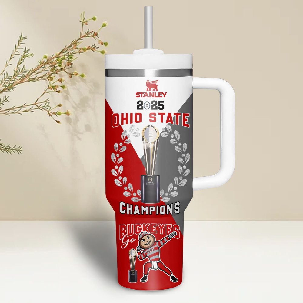 Ohio State Buckeyes Ncaa Sports Custom Stanley Quencher 40Oz Stainless Steel Tumbler With Handle - Image 2