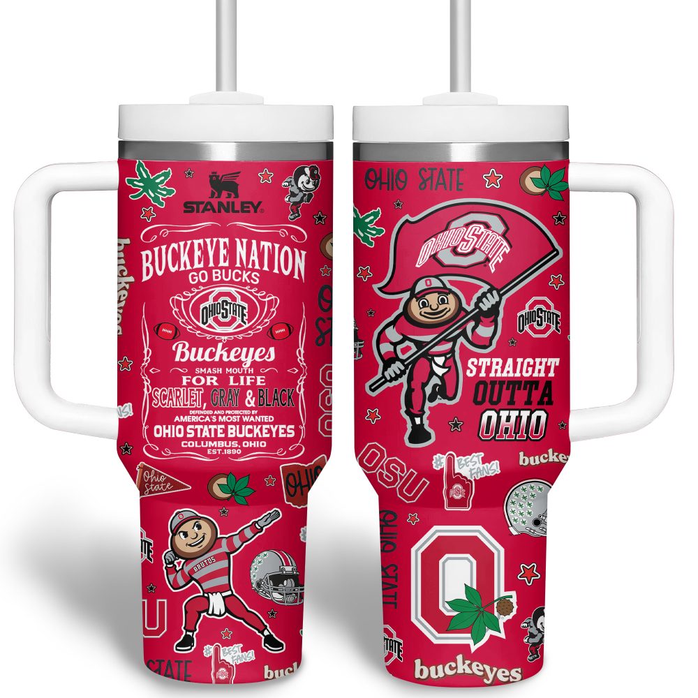 Ohio State Buckeyes Ncaa Sports Custom Stanley Quencher 40Oz Stainless Steel Tumbler With Handle - Image 6