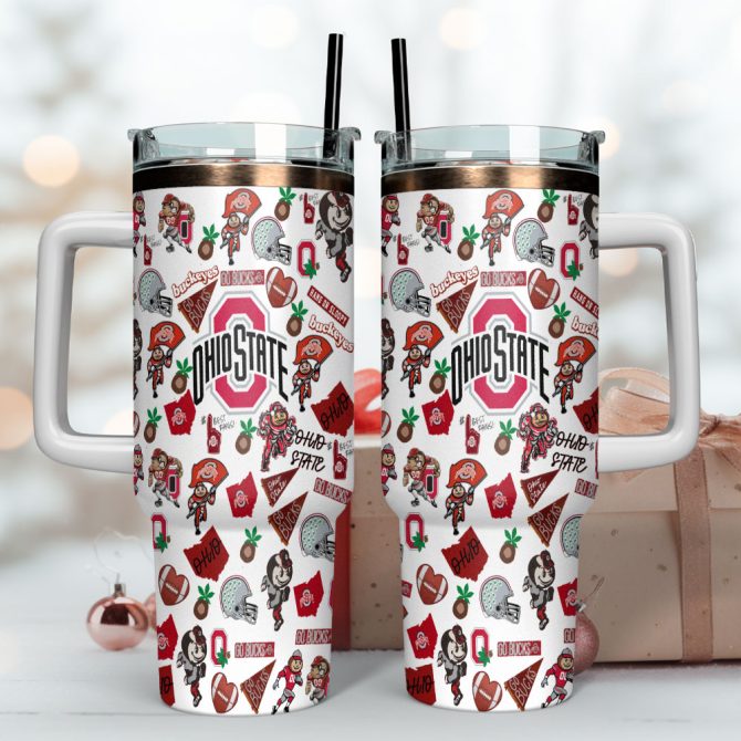 Ohio State Buckeyes Ncaa Sports Custom Stanley Quencher 40Oz Stainless Steel Tumbler With Handle - Image 4