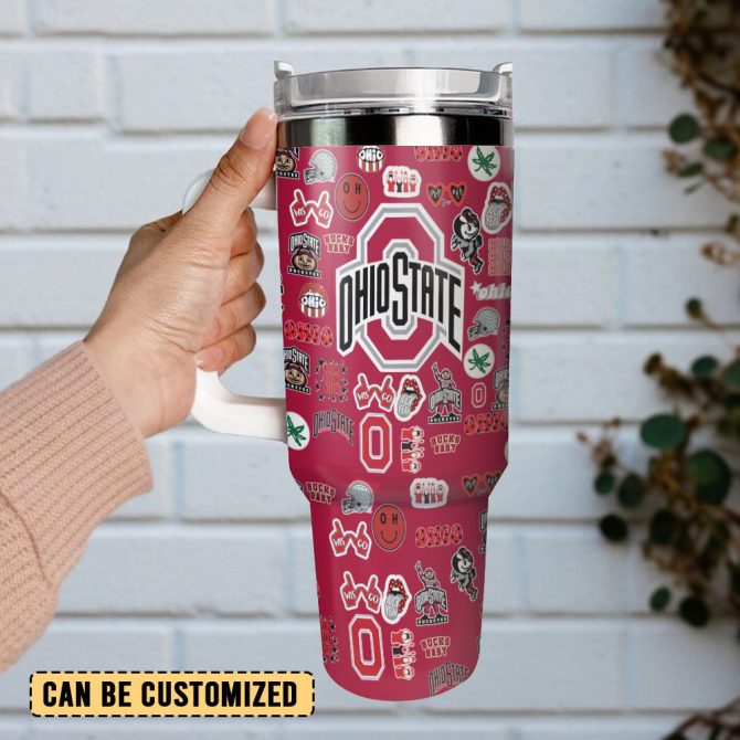 Ohio State Buckeyes Ncaa Sports Custom Stanley Quencher 40Oz Stainless Steel Tumbler With Handle - Image 3