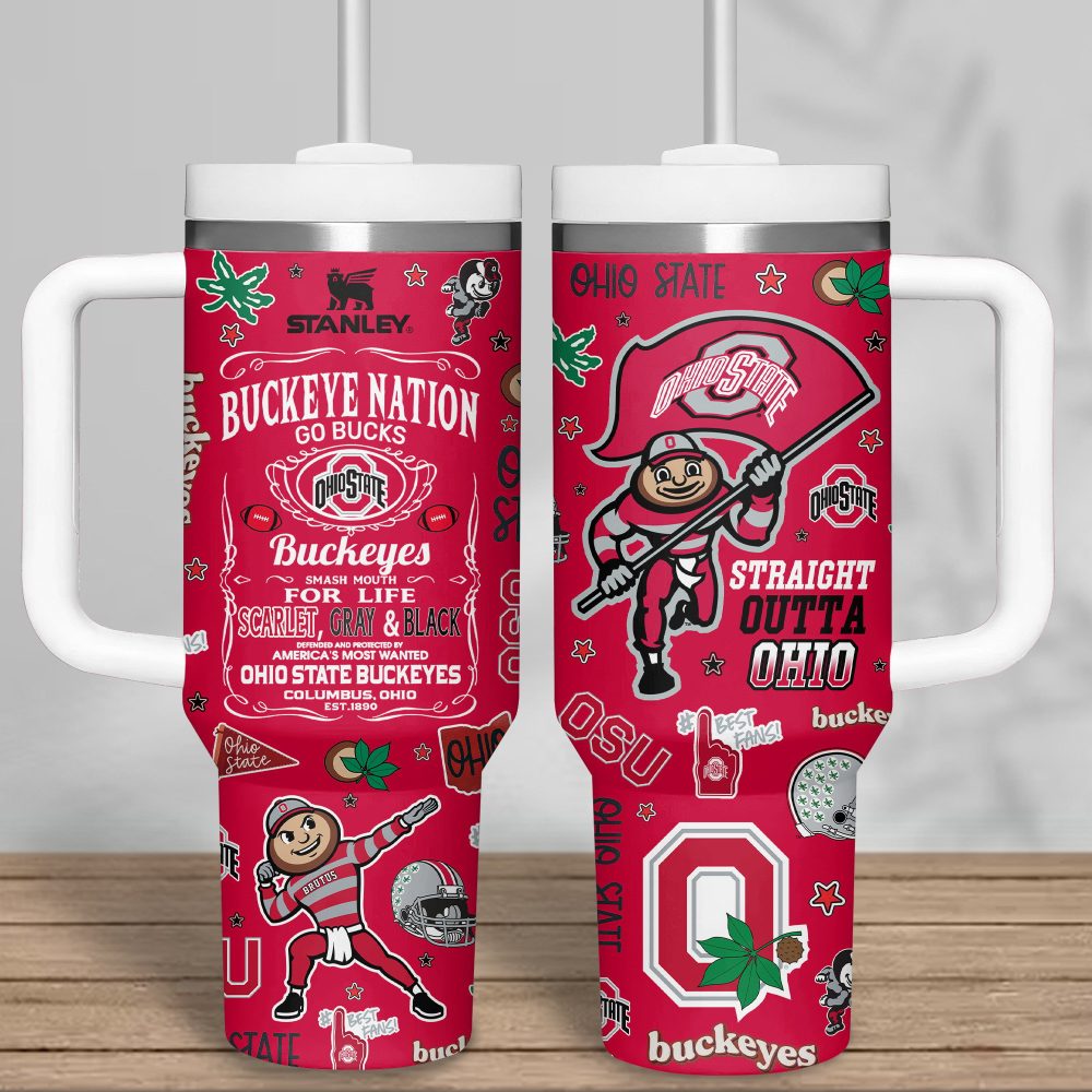 Ohio State Buckeyes Ncaa Sports Custom Stanley Quencher 40Oz Stainless Steel Tumbler With Handle - Image 2