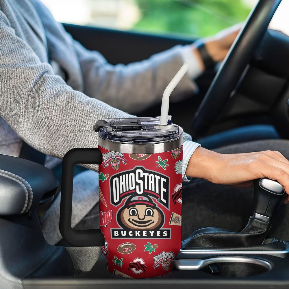 Ohio State Buckeyes Ncaa Sports Custom Stanley Quencher 40Oz Stainless Steel Tumbler With Handle - Image 4