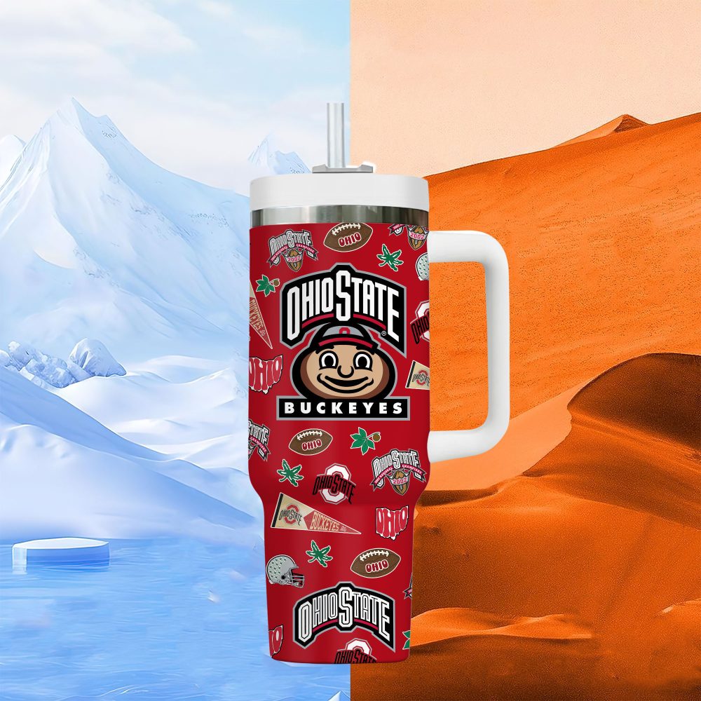 Ohio State Buckeyes Ncaa Sports Custom Stanley Quencher 40Oz Stainless Steel Tumbler With Handle - Image 3
