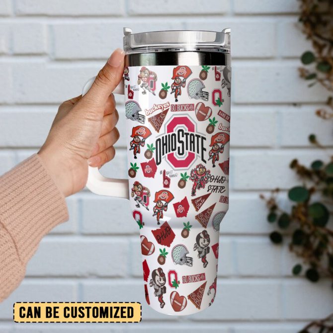 Ohio State Buckeyes Ncaa Sports Custom Stanley Quencher 40Oz Stainless Steel Tumbler With Handle - Image 3