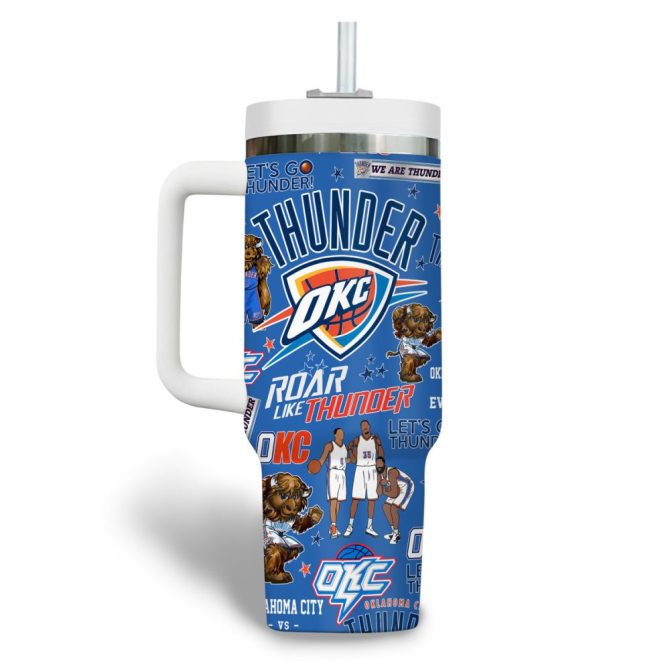 Oklahoma City Thunder Nba Custom Stanley Quencher 40Oz Stainless Steel Tumbler - Image 4