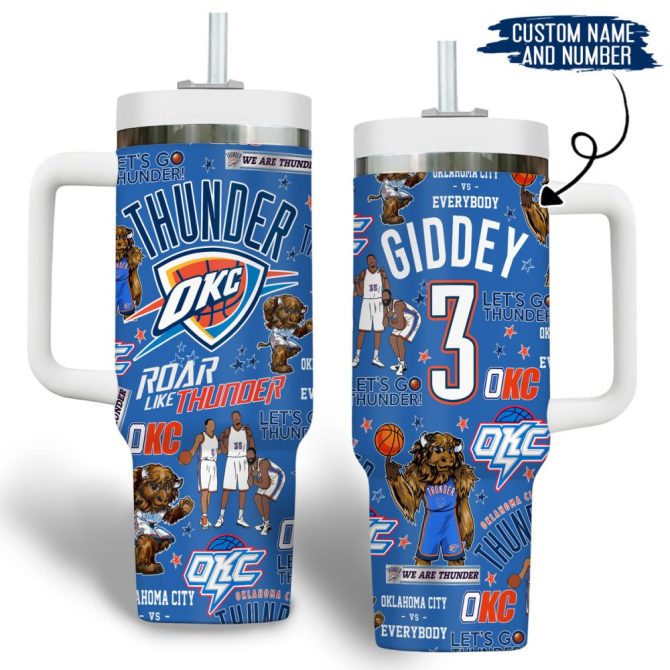 Oklahoma City Thunder Nba Custom Stanley Quencher 40Oz Stainless Steel Tumbler