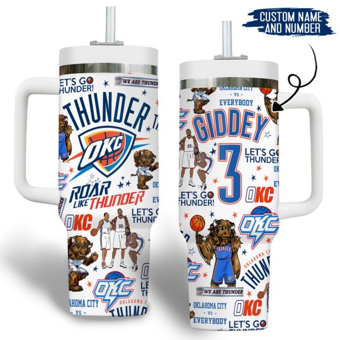 Oklahoma City Thunder Nba Custom Stanley Quencher 40Oz Stainless Steel Tumbler - Image 2