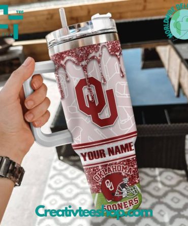 Oklahoma Sooners Ncaa Custom Stanley Quencher 40Oz Stainless Steel Tumbler With Handle