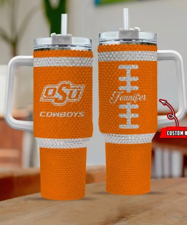 Oklahoma State Cowboys Ncaa Custom Stanley Quencher 40Oz Stainless Steel Tumbler With Handle