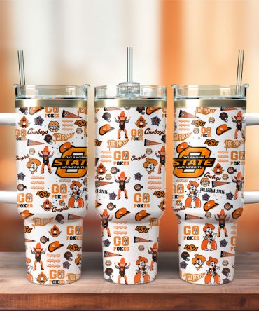 Oklahoma State Cowboys Ncaa Sports Custom Stanley Quencher 40Oz Stainless Steel Tumbler With Handle
