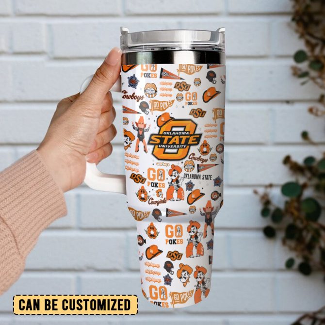Oklahoma State Cowboys Ncaa Sports Custom Stanley Quencher 40Oz Stainless Steel Tumbler With Handle - Image 3