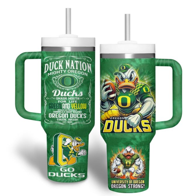 Oregon Ducks Ncaa Custom Stanley Quencher 40Oz Stainless Steel Tumbler With Handle - Image 3