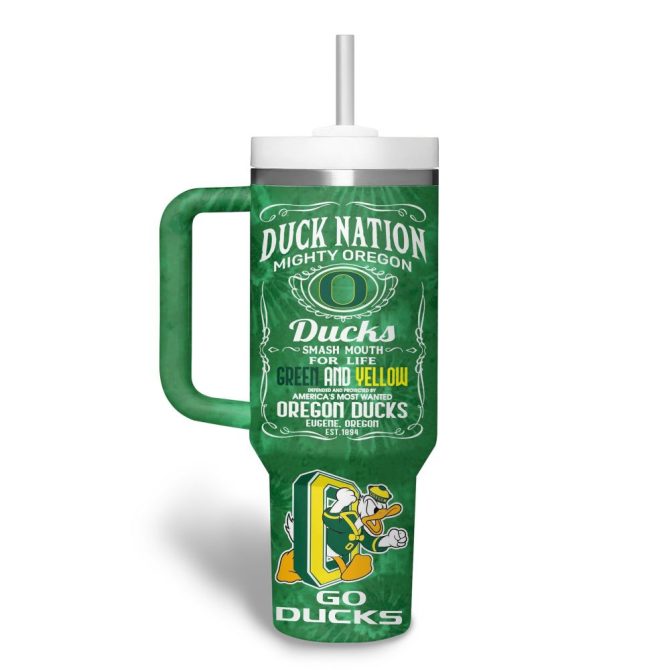 Oregon Ducks Ncaa Custom Stanley Quencher 40Oz Stainless Steel Tumbler With Handle - Image 2