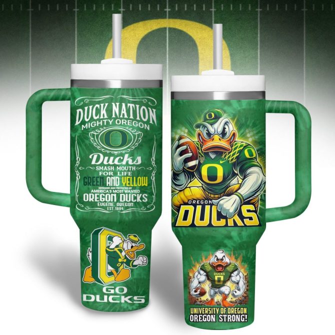 Oregon Ducks Ncaa Custom Stanley Quencher 40Oz Stainless Steel Tumbler With Handle